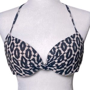 H&M Art Deco Pattern Bikini Black and White Halter Size 34B